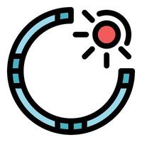 Circular progress bar showing completion percentage with sun icon vector