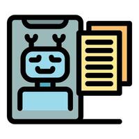 Chatbot managing documents on smartphone, embracing ai for seamless task automation vector
