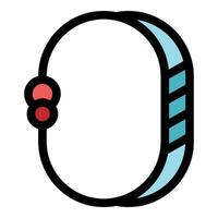 Modern fitness tracker bracelet with red buttons displaying progress vector