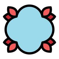 Decorative frame with red petals surrounding light blue copy space vector