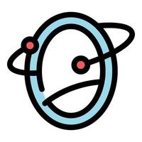 Electrons orbiting around nucleus depicting atomic structure model vector