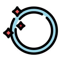 Shiny blue loading circle with red sparkles rotating animation icon vector