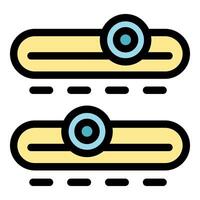 Adjusting control panel settings with circular buttons and horizontal lines vector