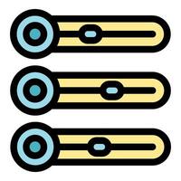 Three horizontal toggle switch buttons with round handles and adjustable positions vector