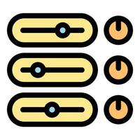 Control panel showing sliders and power buttons for settings and adjustments vector