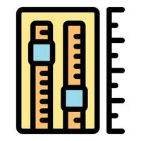 Mixing console faders and ruler controlling sound levels vector