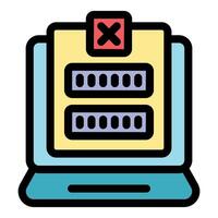 Laptop showing online form with password and error message vector