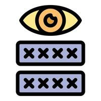 Eye watching password input fields, showing concept of security and privacy vector