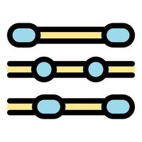 Three horizontal adjustment control slider bars with rounded and circular handles vector