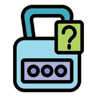 Combination lock showing question mark asking for password vector