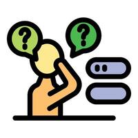 Person thinking and choosing from multiple options, making a decision vector