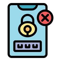 Smartphone showing password error and locked padlock icon vector