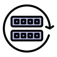 Data synchronization icon showing server updating and refreshing vector