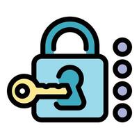 Padlock with key and password, keeping data safe vector