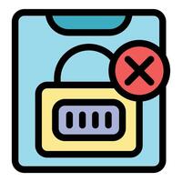 Padlock with password and red cross showing access denied on blue background vector