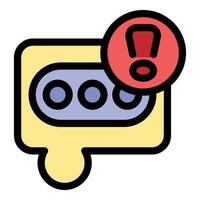 Extension cord showing warning alert with three outlets and grounding pin vector
