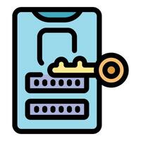 Smartphone key unlocking password protection, ensuring mobile security vector