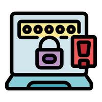 Laptop showing password field, padlock, and access card for two factor authentication vector