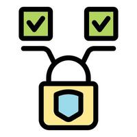 Two factor authentication system ensuring secure access with check marks and padlock vector