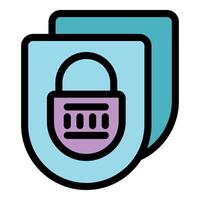 Secure double shield protecting combination lock, ensuring data protection vector