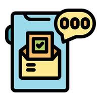 Smartphone showing email message notification with check mark and three dots symbol vector