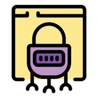 Padlock securing website with password and encryption technology vector