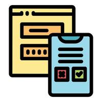 Online form being filled on a mobile device with website in background vector
