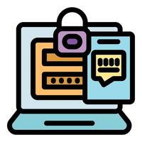 Secure password management system protecting user data on laptop vector