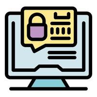 Computer security notification showing password protection and data encryption vector
