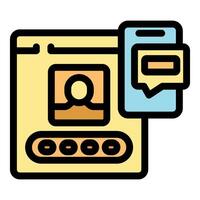Social media profile showing user picture and chat bubble with password input vector