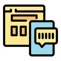 Website and mobile phone showing chat message notification icon vector