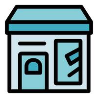 Laundromat building showing washing machine and soap in window vector