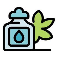 Natural essence enhancing wellbeing, aromatic oil bottle with fresh leaf vector
