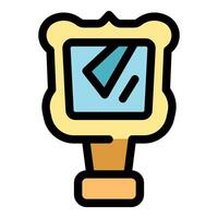Hand mirror with ornate frame and stand reflecting light vector