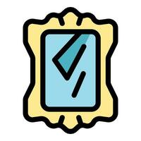 Broken mirror reflecting light in ornate gold frame vector