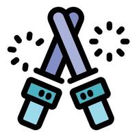 Crossed light sabers creating sparks in space opera battle vector