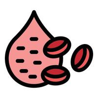 Blood drop losing red blood cells, representing anemia or blood disorders vector
