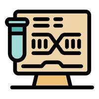 Dna research showing on computer screen with test tube icon vector