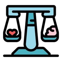 Balance between heart and mind, weighing logic and emotion on a scale vector