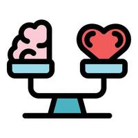 Balancing logic and emotion, brain and heart on scales of decision making vector