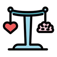 Balancing logic and emotion, heart and brain on a scale representing difficult decisions vector