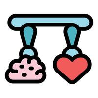 Logic versus feelings, balancing heart and brain, emotional intelligence concept vector