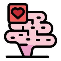 Brain showing love and affection with heart symbol, neurological representation of romance and positive emotions vector