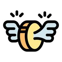 Flying money coin with wings representing fast transaction and expenses vector