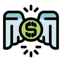 Winged dollar coin flying representing easy money and fast transactions vector