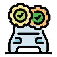 Car maintenance check with gears and check marks ensuring optimal performance vector