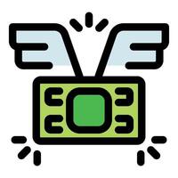 Money flying away with wings, fast money transfer concept vector