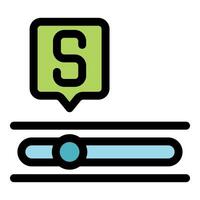 Settings slider with letter s showing configuration and setup options vector