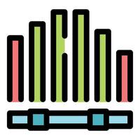 Audio player showing colorful sound waves and progress bar vector