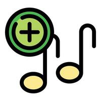 Adding music notes with plus sign, enhancing musical composition vector